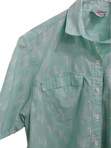 [S] Vintage Seafoam Green Button-Up Top