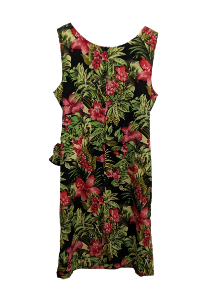 [L] Faux Wrap Hawaiian Print Dress