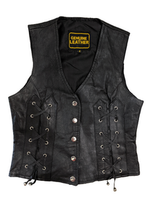 [S] Vintage Leather Lace-Up Vest